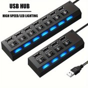 Resim 1 adet 4 Portlu USB Hub LED Göstergeler ile, 3.0 Yüksek Hız Bağlantısı, 5V Güç Kaynağı, Klavye, Fare ve Hafıza Kartı için Bağımsız Anahtar, Dizüstü Bilgisayar Periferaları için Uygun, USB Hub 