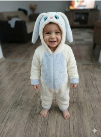 Resim Mj Kids Unisex Bebek Welsoft Peluş Mont-tulum Kapüşonlu Fermuarlı Beyaz 