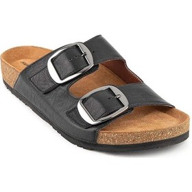 Resim Hush Puppies Chioma 625210 Hakiki Deri Kadın Terlik Siyah Siyah 