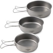 Resim 3 Adet Titanyum Kase Seti Ultralight Titanyum Yemek Kase Tava Açık Kamp Yürüyüş İçin Katlanabilir Kolları İle Gri 