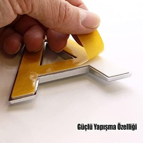Resim Badem10 Yapışkanlı Harf 8.5 cm Parlak Krom Kapı Oda Posta Kutusu Ç Harfi 
