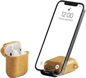 Resim AirStand - Görünmez Telefon Standlı AirPods Kılıf Kapak, AirPods 1 ve 2 ile Uyumlu, Tam Koruma TPU ve PC Darbeye Dayanıklı Kılıf, Anahtarlık Karabinalı, Kablosuz Şarj Destekli, Patentli Tasarım 