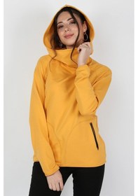 Resim Kadın Kapüşonlu Sweatshirt Hardal Karışık 