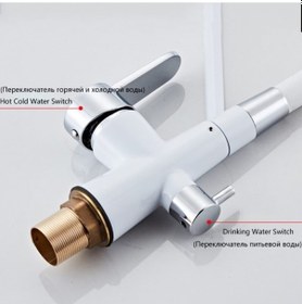 Resim Mutfak Eviye Bataryası Dual Flow Su Arıtma Çıkışlı Yeni Tasarım Beyaz Spiralli 