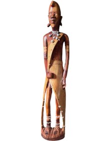 Resim onyyapim Afrika Kongo Abanoz Ağacından El Yapımı Ahşap Tribal Figür Biblo Heykel 51 Cm 