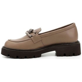 Resim Gönderi R Vizon Antik Kalın Topuklu Tokalı Hakiki Deri Loafer Ayakkabı Vizon 