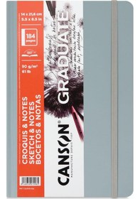 Resim Canson Graduate Sert Kapaklı Eskiz Defteri 90gr 14x21,6 184 Sayfa / 92 Yaprak - Gri Beyaz 