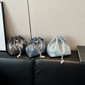 Resim Kadınlar İçin Ayarlanabilir Zincir Askılı Mini Çapraz Çanta - Açık Mavi/Siyah İpli Kapatmalı Günlük Eşyalar, Parti Aksesuarları, Şık El Çantası, Polyester Astarlı, Seyahat Aksesuarı, Dayanıklı Kumaş, Küçük El Çantası 