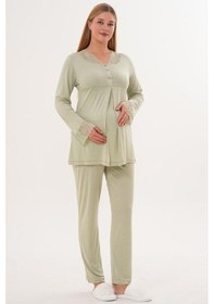Resim Mecit Pijama Mecit 5808 Kadın Hamile Lohusa Pijama Takımı Yeşil 