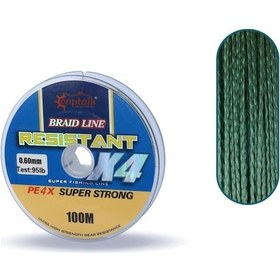 Resim Captain Resistant Pe 4 Kat İp Misina 100mt Yeşil 0,12mm 