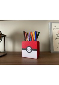 Resim Pokeball Temalı Kalemlik Dekoratif Masa Üstü Düzenleyici 