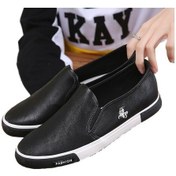 Resim Snapbuy Erkek Bahar Slip-on Beyaz Ayakkabı Erkek Düz Lastik Ayakkabı Kaykay Ayakkabı Günlük Iş Ayakkabısı Siyah 