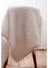 Resim El Dokuması Peluş Kilim 70 140 Cm Yolluk Banyo Mutfak Kapı Önü Paspası Beyaz 