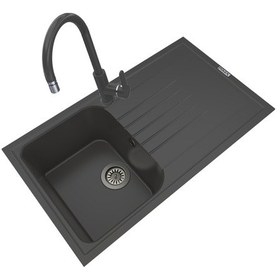 Resim Polex Cristal Lux Granit Eviye P-02+Swan-3 Antrasit 