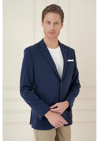 Resim Efor Slim Fit Torba Cep Esnek Spandex Karışımlı Düz Lacivert Blazer Ceket C 696 Lacivert 