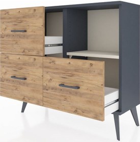 Resim Arges Şifonyer Tek Raflı 3 Çekmeceli 88x30x80 Antrasit-aytaşı/çam Aytaşı/çam 