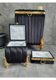 Resim Luna Siyah 3'lü Kirli Çamaşır Sepeti Havluluk Ve Deterjanlık Diğer 