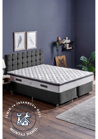 Resim Vera Yatak Seti Çift Kişilik Yatak Baza Başlık Takımı - Aloe Vera Sert Yatak, Metal Baza Ve Başlık 160 x 200 