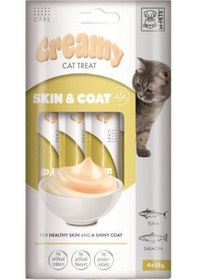 Resim M-pets Creamy Skin Coat Somonlu Ve Tuna Balıklı Kedi Ödülü 4x15 Gr 