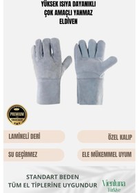 Resim Premium Kalite Yüksek Isı Dayanımlı Kaynak Yangın Waterproof Çok Amaçlı Deri Eldiven 
