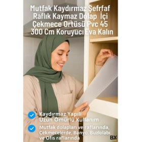 Resim Alvo Store Kaydırmaz Şeffaf Raflık Örtüsü 45X300 cm Dolap Içi, Çekmece ve Buzdolabı Koruyucu Eva Pvc Kaplama 