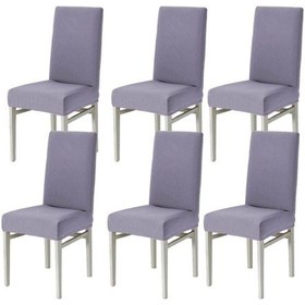 Resim Gri Sandalye Kılıfı Yıkanabilir Likralı Esnek Lastikli Sandalye Örtü 6 Adet Gri 