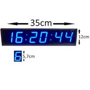 Resim Saniyeli Dijital Duvar Saati Ve Derece (Kasa 12X35 Cm - Mavi) 