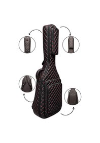 Resim Siyah Profesyonel Gigbag Klasik Gitar Kılıfı-çantası-kırmızı Kapitoneli Suni Deri 