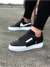 Resim WG Fashion Mp201 Bt Bağcıklı Ortopedik Yüksek/kalın Taban Erkek Sneaker Siyah/beyaz 