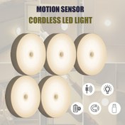 Resim 5/3/1pc Manyetik Hareket Sensörü LED Gece Lambası - 200mAh Şarj Edilebilir, USB Güçlü Yuvarlak Duvar ve Zemin Lambası Koridor, Dolap, Merdiven, Masa, Okul, Yatak Odası için - Modern Plastik Tasarım, Şık Aydınlatma, Dayanıklı Plastik 