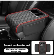 Resim Xuweiwei Siyah Kırmızı Pu Deri Konsol Araç Kolçak Yastığı Saklama Fonksiyonlu 