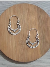 Resim Edwol Antik Çelik Gümüş Kaplama Kadın Desenli Bohem Küpe Gümüş 