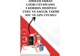 Resim Marsilyan Wireless Şarjlı Pembe Akıllı Saat ve Kablosuz Bluetooth Kulaklık Dokunmatik Kontrol 