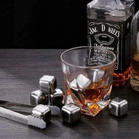 Resim 2'li Çelik Metal Viski Taşı Soğutma Buz Küpü Içecek Soğutma Metal Buz Küpleri 