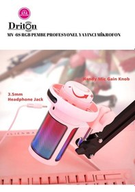 Resim Driton Youtuber Mikrofon Mv-6s Pembe Rgb Usb Oyuncu Yayıncı Ve Podcast Condenser Mikrofon Seti 