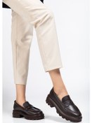 Resim 746-759 Kahve Günlük Yüksek Tabanlı Loafer Ayakkabı Bej - Siyah 