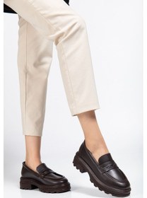 Resim 746-759 Kahve Günlük Yüksek Tabanlı Loafer Ayakkabı Bej - Siyah 