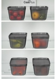 Resim 6'lı Set Perry Kapaklı Derin Dondurucu Saklama Kabı Buzdolabı Erzak Düzenleme Kutusu 1,5 Lt Füme 