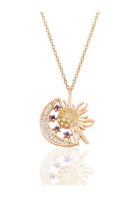 Resim Gümüş Rose Zirkon Taşlı Gece Gündüz Kolye Barcode Gümüş - Rose Gold 