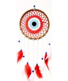 Resim Nazar Boncuğu Motifli Düş Kapanı El Yapımı Kırmızı Duvar Süsü Çok Renkli 