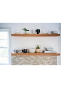 Resim 70cm 2li Masif Duvar Rafı Kütüphane Kitaplık Banyo Ve Mutfak Düzenleyici Derinlik 15 Cm Ahşap 