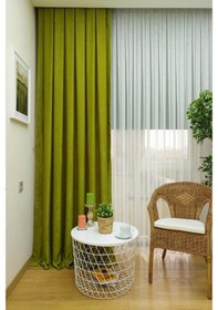 Resim Evdepo Home Fıstık Yeşil Düz Renk Soft Fon Perde Tek Kanat Yeşil 