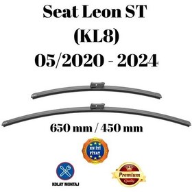 Resim Seat Leon St Kl8 2020 2021 2022 2023 2024 Uyumlu Ön Cam Muz Tipi Silecek Süpürgesi Seti 650/450mm Silbak 