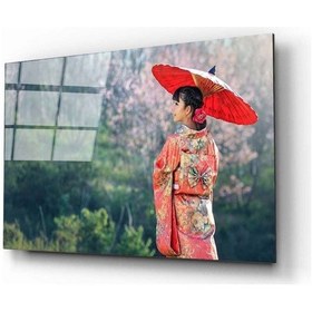 Resim Asyalı Kadın Cam Tablo 