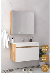 Resim Teta Home Mersin 65 Cm Mdf Banyo Dolabı Seti Atlantik Çam-beyaz Atlantik Çam - Beyaz 