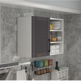 Resim Kenzlife Hazır Mutfak Dolabı Tere60 Gri Mod2 60 080 32 Mebran Kapak Suntalam Gövde Beyaz 