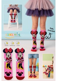 Resim Color Socks 1 Çift Özel Animasyon Karakterli Kurdele Dizaltı Çocuk Çorap Pembe 