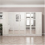 Resim Minar Kale Country 7 Kapak Aynalı 4 Çekmece Zincir Dolap - Eskitme Beyaz 