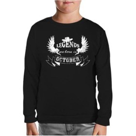 Resim Legends Born In October - Hat Siyah Çocuk Sweatshirt Siyah 