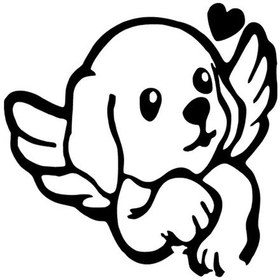 Resim Melek Köpek Sticker 40 X 40 Cm 